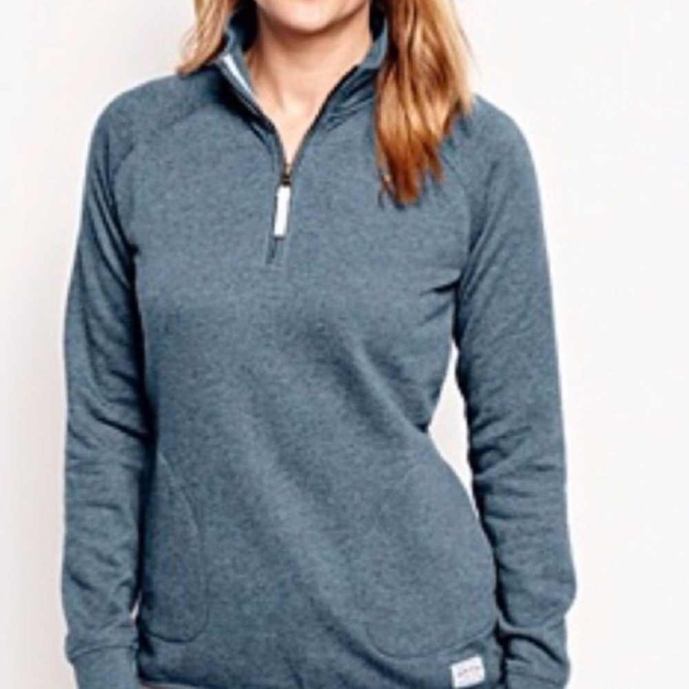 Orvis Pull Over Quarter Zip Sweater Fleece Blue Marled Soft Cabincore Size‎ XL